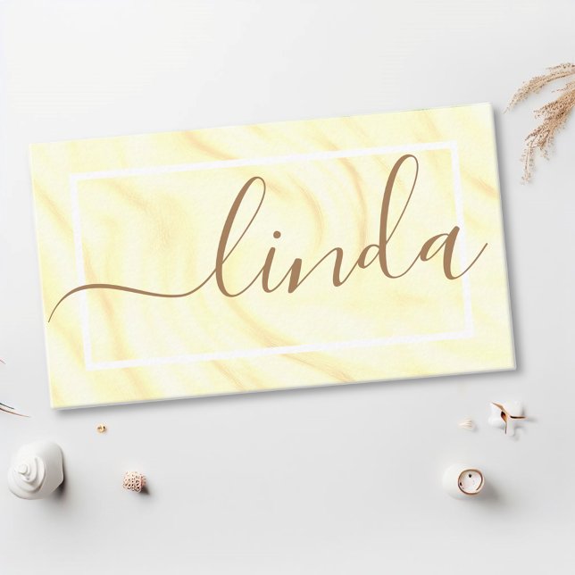 Tarjeta De Visita Elegante Crema Cappuccino Caligrafía Firma (Subido por el creador)