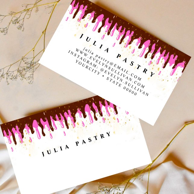 Tarjeta De Visita elegante crema pastelería chocolate Chef marrón (Subido por el creador)