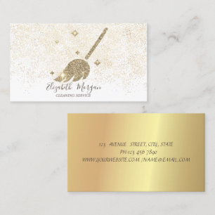 Tarjeta De Visita Elegante criada moderna de oro con confeti limpian