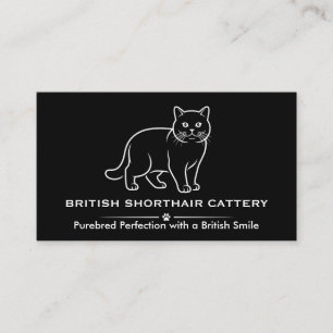 Tarjeta De Visita Elegante Criadero de Gatos British Shorthair Negro