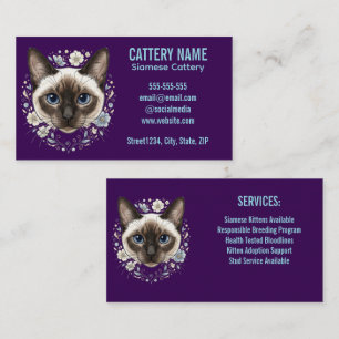 Tarjeta De Visita Elegante criadero de gatos siameses minimalista pe