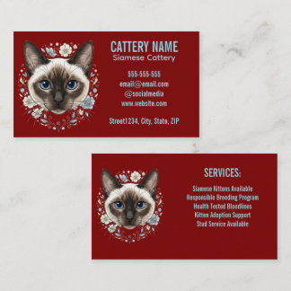 Tarjeta De Visita Elegante criadero de gatos siameses minimalista pe