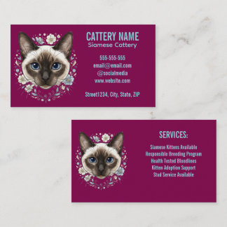 Tarjeta De Visita Elegante criadero de gatos siameses minimalista pe