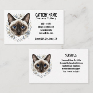 Tarjeta De Visita Elegante criadero de gatos siameses minimalista pe