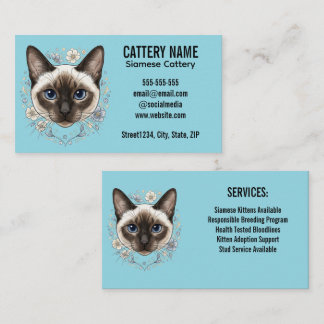 Tarjeta De Visita Elegante criadero de gatos siameses minimalista pe