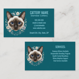 Tarjeta De Visita Elegante criadero de gatos siameses minimalista pe