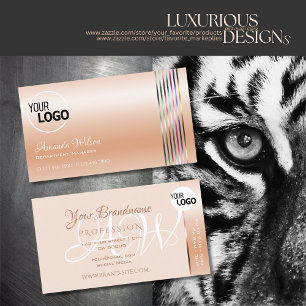 Tarjeta De Visita Elegante cromador de coral pastel con logotipo mon