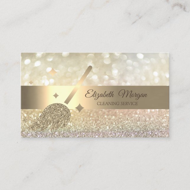 Tarjeta De Visita Elegante cuarto Purpurina Bokeh Gold (Anverso)