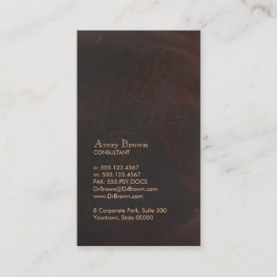Tarjeta De Visita Elegante cuero marrón luce clásico profesional