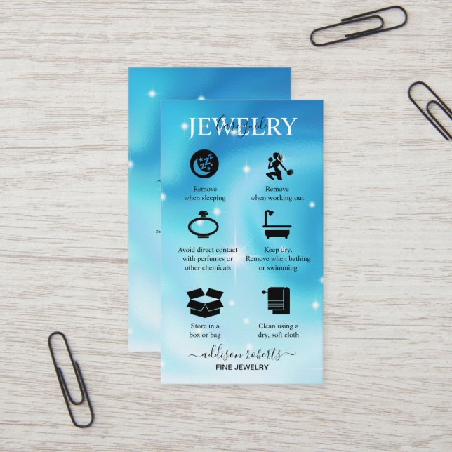 Tarjeta De Visita Elegante cuidado de joyas holográficas irlandesas (Anverso/Reverso In Situ)