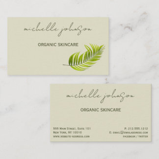Tarjeta De Visita Elegante cuidado de la piel orgánica verde