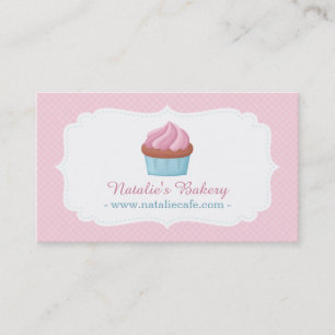 Tarjeta De Visita Elegante Cupcake de Acuarela Patisserie Rosa