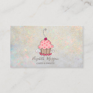 Tarjeta De Visita Elegante Cupcake de Confeti de Oro Lotus Opalo