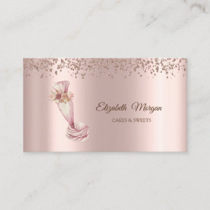 Tarjeta De Visita Elegante Cupcake de Oro Rosa, Dulces, Herramienta 