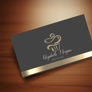 Tarjeta De Visita Elegante Cupcake de Purpurina con Franja Dorada