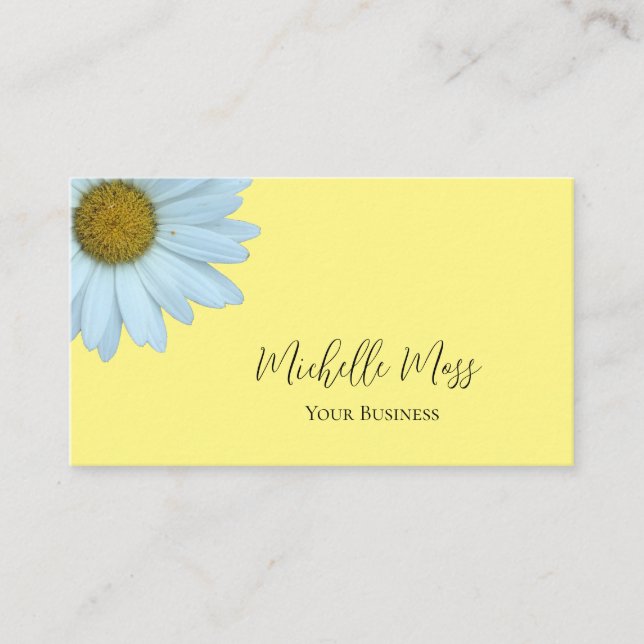 Tarjeta De Visita Elegante Daisy Bloom Amarillo Botánico (Anverso)