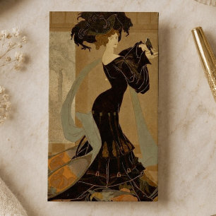 Tarjeta De Visita Elegante dama Art Nouveau