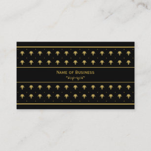 Tarjeta De Visita Elegante Damasco De Oro Y Negro