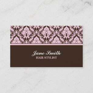 Tarjeta De Visita Elegante Damasco Moderno Floral Elegante