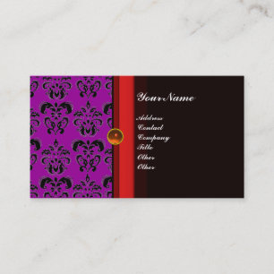 Tarjeta De Visita ELEGANTE DAMASCO MONOGRAMA negro topacio naranja,