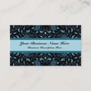 Tarjeta De Visita Elegante Damasco negro y Verde azulado