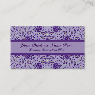 Tarjeta De Visita Elegante Damasco Purple de Flores