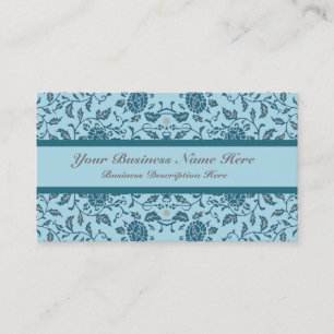 Tarjeta De Visita Elegante Damasco Verde azulado de Flores