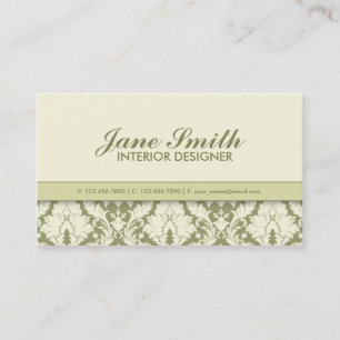 Tarjeta De Visita Elegante Damask Floral Moderno Profesional