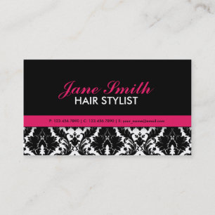 Tarjeta De Visita Elegante Damask Floral Moderno Profesional