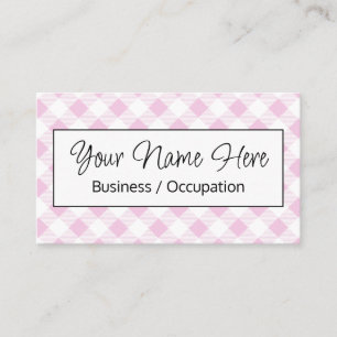 Tarjeta De Visita Elegante damero de gingham blanco rosa