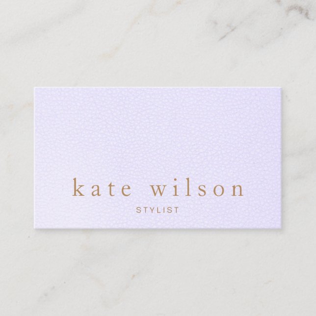 Tarjeta De Visita Elegante de cuero de lavanda profesional (Anverso)