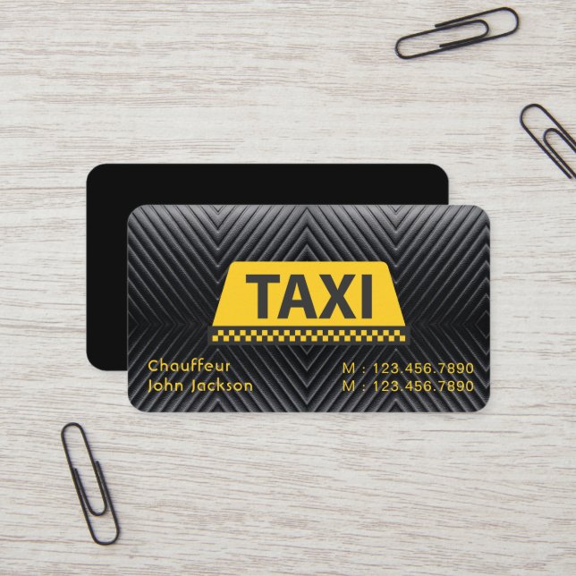 Tarjeta De Visita Elegante de estilo moderno negro uber taxi (Anverso/Reverso In Situ)