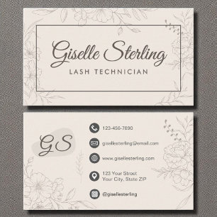 Tarjeta De Visita Elegante de floral de marfil neutro