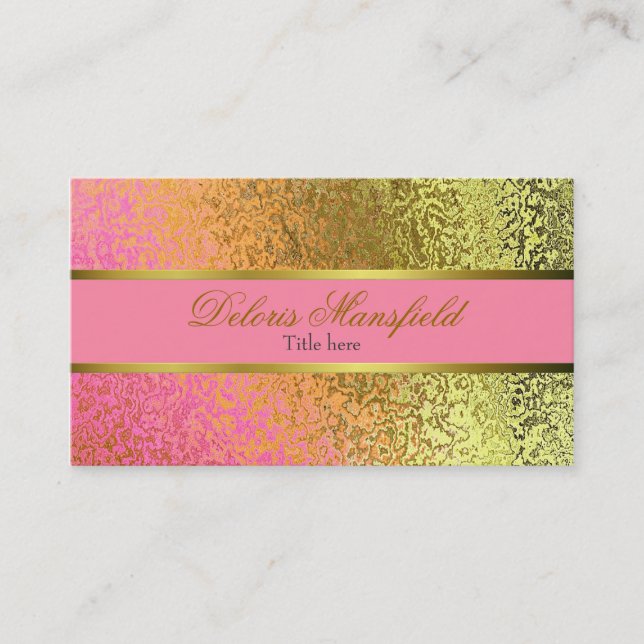 Tarjeta de visita elegante de la mirada del rosa y (Anverso)