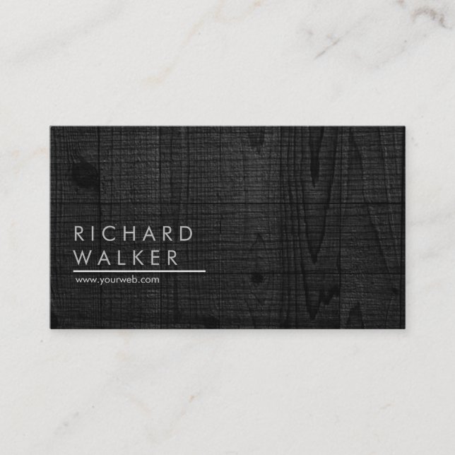 Tarjeta De Visita Elegante de madera negro mínimo moderno (Anverso)