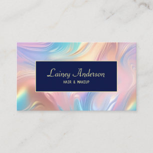 Tarjeta De Visita Elegante De moda pastel groovy holográfico falso