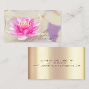 Tarjeta De Visita Elegante de moda rosa oro, círculo de oro loto