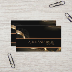 Tarjeta de visita elegante de oro negro de lujo pa