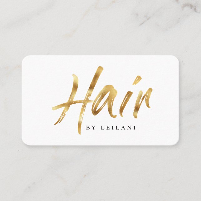 Tarjeta De Visita Elegante de pelo dorado cepillado moderno (Anverso)