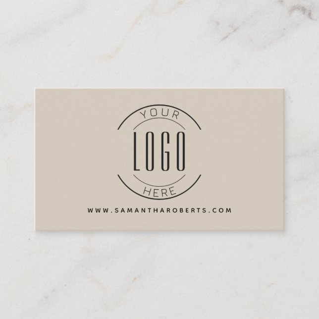 Tarjeta De Visita Elegante de pelo moderno añade tu logo beige (Anverso)