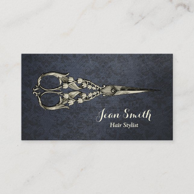Tarjeta De Visita Elegante de peluquería para peluquero de damasquín (Anverso)