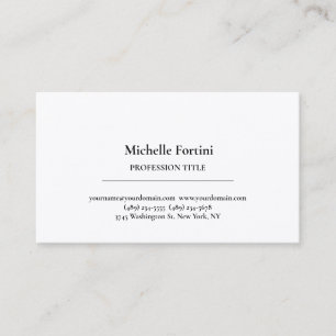Tarjeta De Visita Elegante de seda premium llano blanco simple Minim