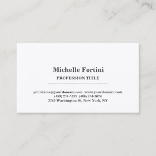Tarjeta De Visita Elegante de seda premium llano blanco simple Minim