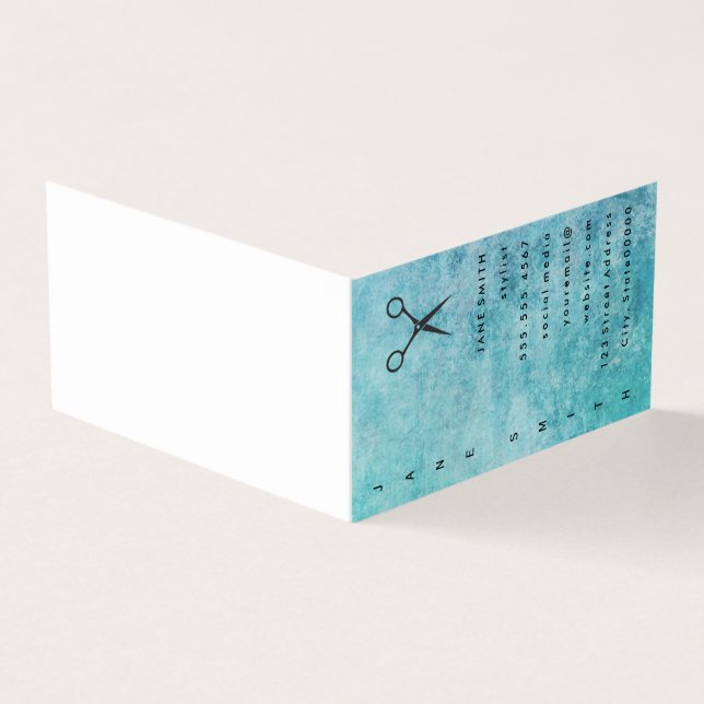 Tarjeta De Visita Elegante de textura gris azul (Exterior)