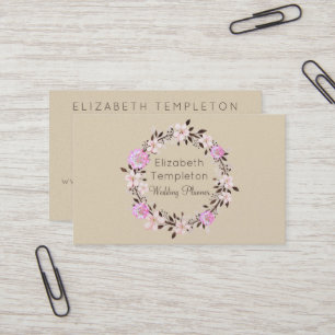 Tarjeta de visita elegante de Wreath Floral de hue