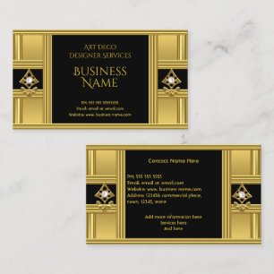 Tarjeta De Visita Elegante Deco Moderno Perla Negra Dorada 2