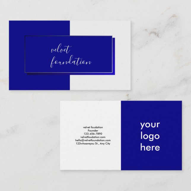 Tarjeta De Visita Elegante Deep Blue Modern (Anverso / Reverso)