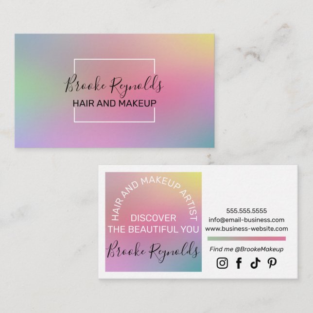 Tarjeta De Visita Elegante degradado de color (Anverso / Reverso)