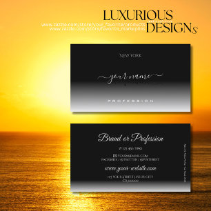 Tarjeta De Visita Elegante degradado negro y blanco oscuro de sombra