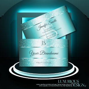 Tarjeta De Visita Elegante degradado Verde azulado Purpurina e inici